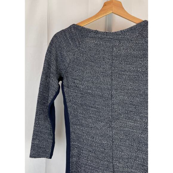 MARINE LAYER  Size XS 3/4 Sleeve Stretch Knit Side Stripe Mini Dress Marled Blue - Picture 5 of 7